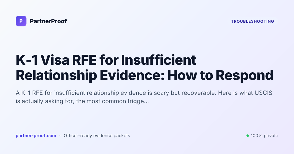 Relationship Evidence Rfe K-1 Visa RFE for Insufficient Relationship Evidence: Response Guide